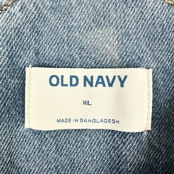 Old Navy Slouchy Jean Short Overalls Shortalls Size XL Cotton 4" Inseam Cuffed - Picture 5 of 6